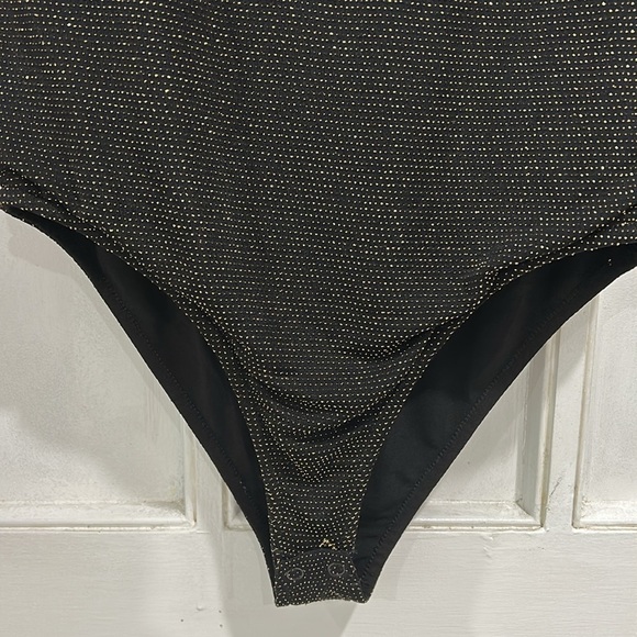 House of Haralow x Revolve Black Long Sleeve Bodysuit with Metallic Gold Details - Picture 6 of 11